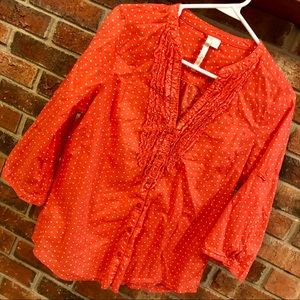 Lauren Conrad polka dot button-up